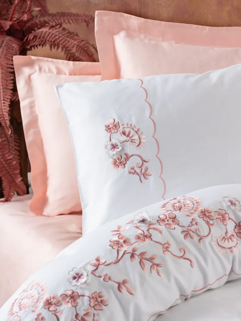 3D Embroidered Satin Double Duvet Cover Set Tiny - Pudra[2].webp