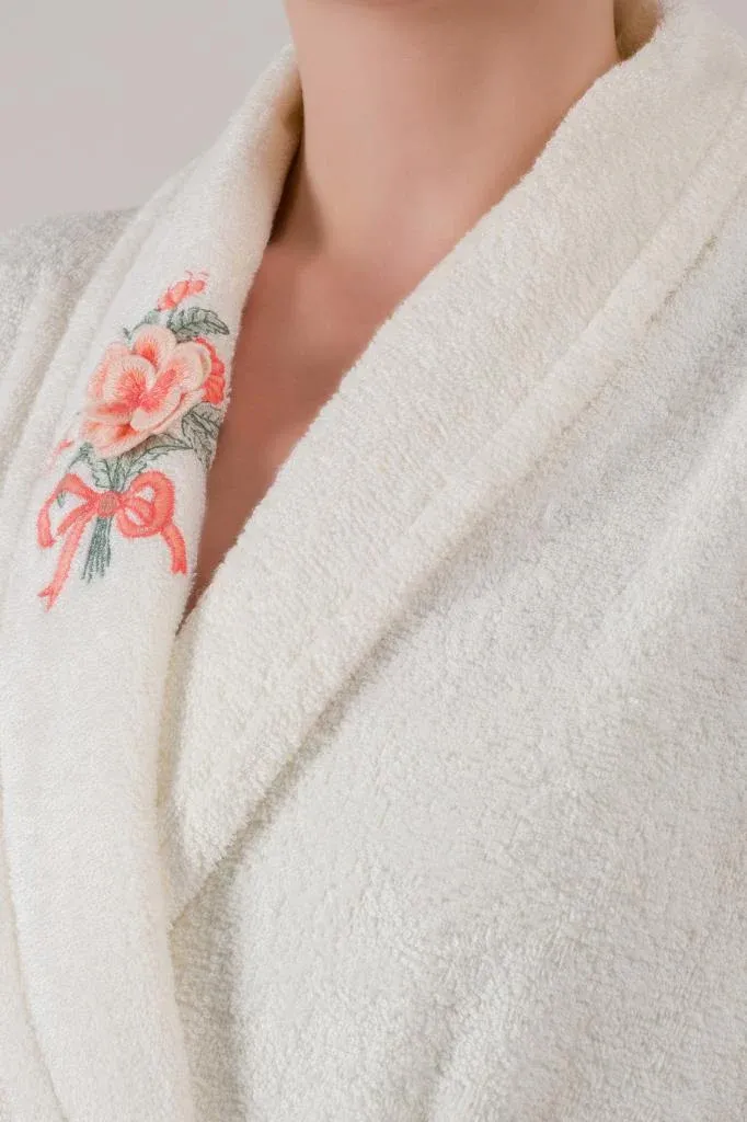 Bamboo 3D Embroidered Family Bathrobe Set Lenora Ecru-Cappuccino[3].webp