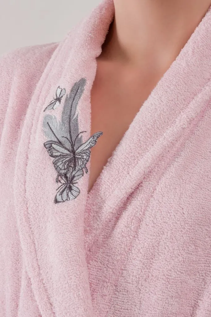 Bamboo 3D Embroidered Family Bathrobe Set Perla Pink-Anthracite[3].webp
