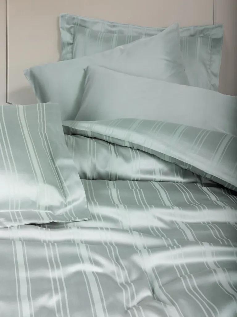 Smart Bamboo Satin Double Duvet Cover Set Stripe Mint[2].webp