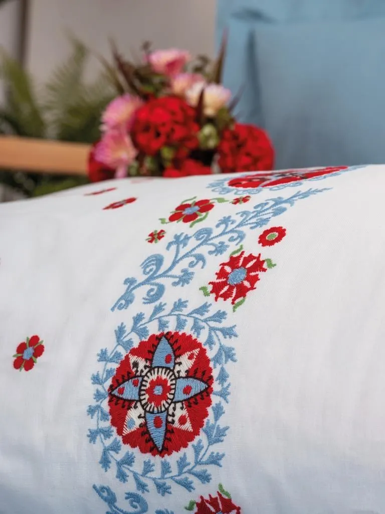 Embroidered Ranforce Double Duvet Cover Set Mabel Blue[3].webp