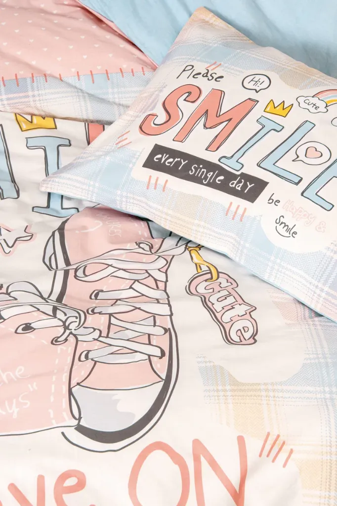 Girls & Boys Single Duvet Cover Set Smile Mint[2].webp