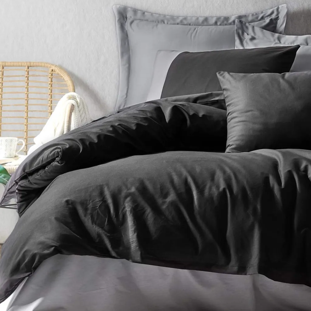 Plain Plain Double Duvet Cover Set Black-Grey[2].webp