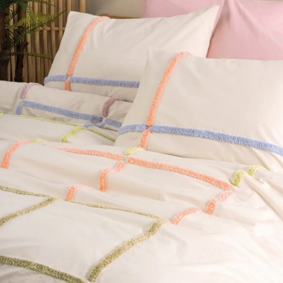 Puff Embroidered Double Duvet Cover Set Insula Pudra[2].webp