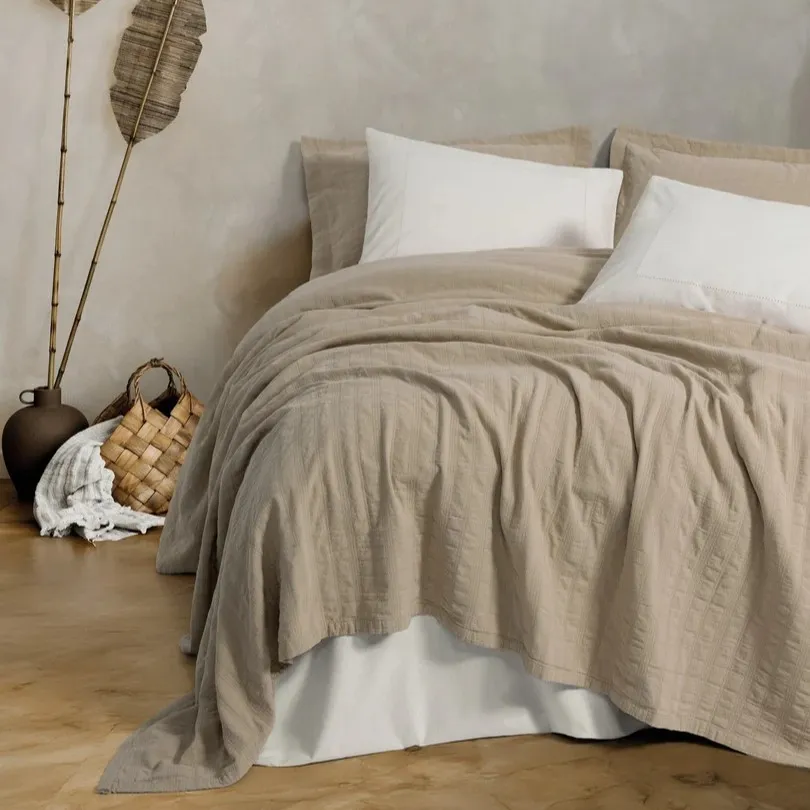 Natura Double Bedspread Pique Set Vilo Beige
