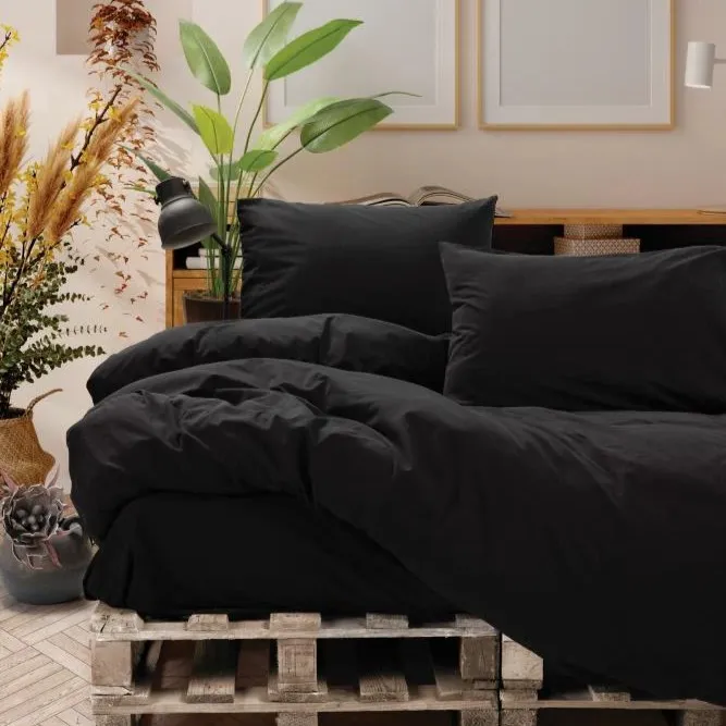 Neat Double Duvet Cover Set Black