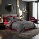Single Bed Set Masculine Jonas Burgundy