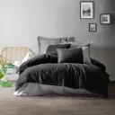 Plain Plain Double Duvet Cover Set Black-Grey