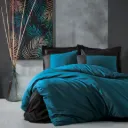 Double Bed Set Plain-Plain Petrol-Black