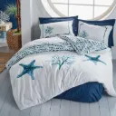Maritime Single Duvet Cover Set Star Navy Blue