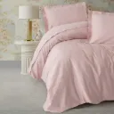 Double Bed Set Elegant Stripe Powder Pink