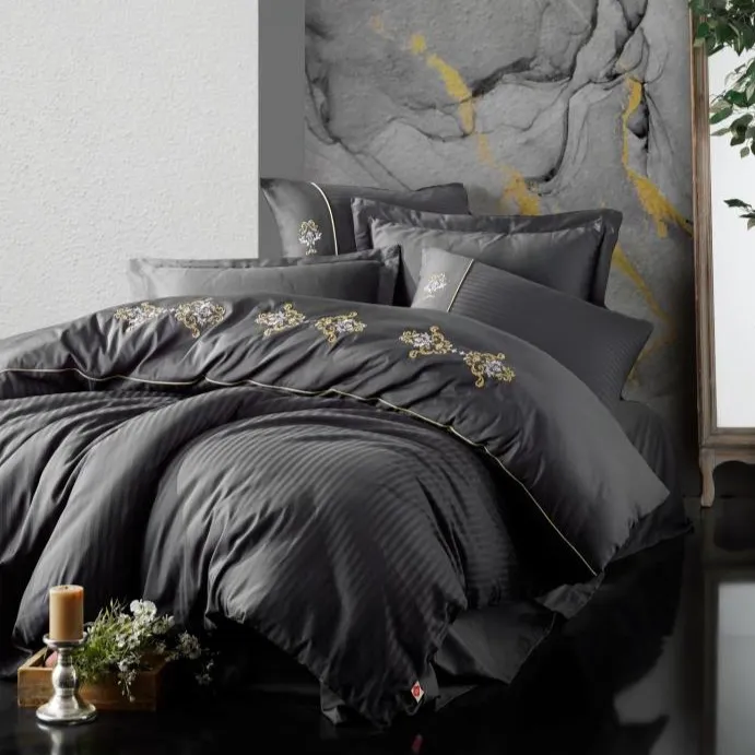 [600018635] Brode Satin Double Duvet Cover Set King Anthracite