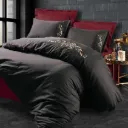 Double Embroidered Satin Duvet Cover Set Sarita Claret Red