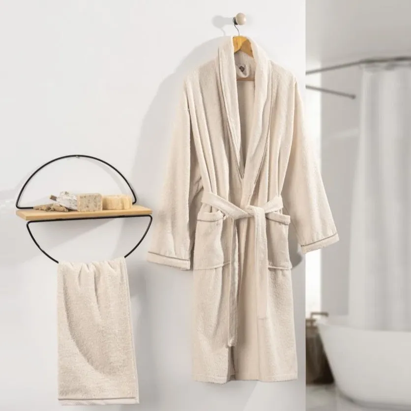 [600018656] Deluxe Single Bathrobe Set Cream - L