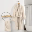 Deluxe Single Bathrobe Set Cream - L
