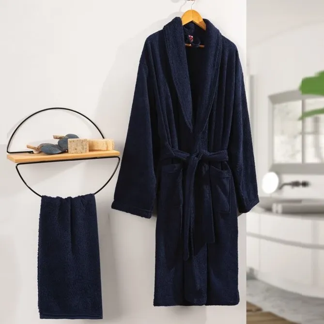 [600018658] Deluxe Single Bathrobe Set - L - Dark Blue