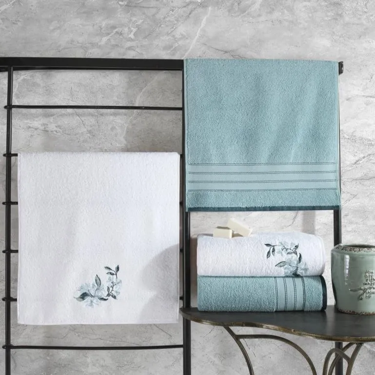 Bathroom Towel Set Colorful Mint-White