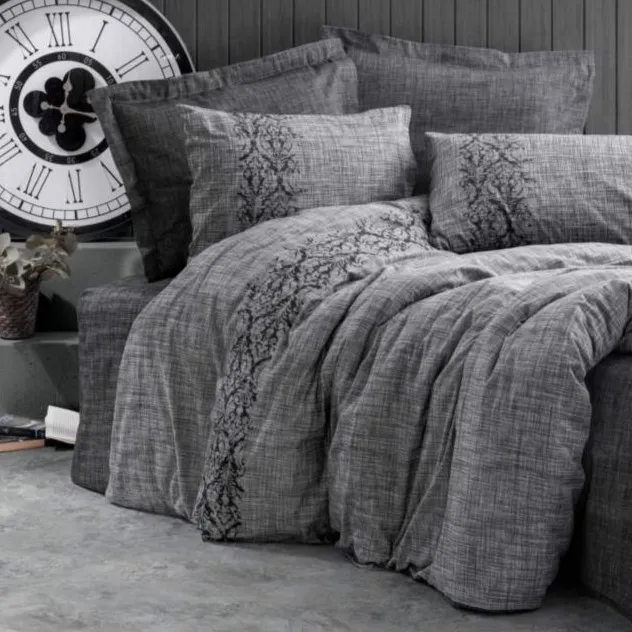 Plain Double Duvet Cover Set Sooty Grey