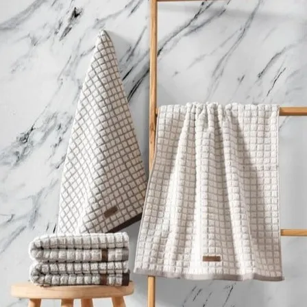 [600018741] Towel Set 4-Piece Jacquard Nature - Brown-Beige 50×90