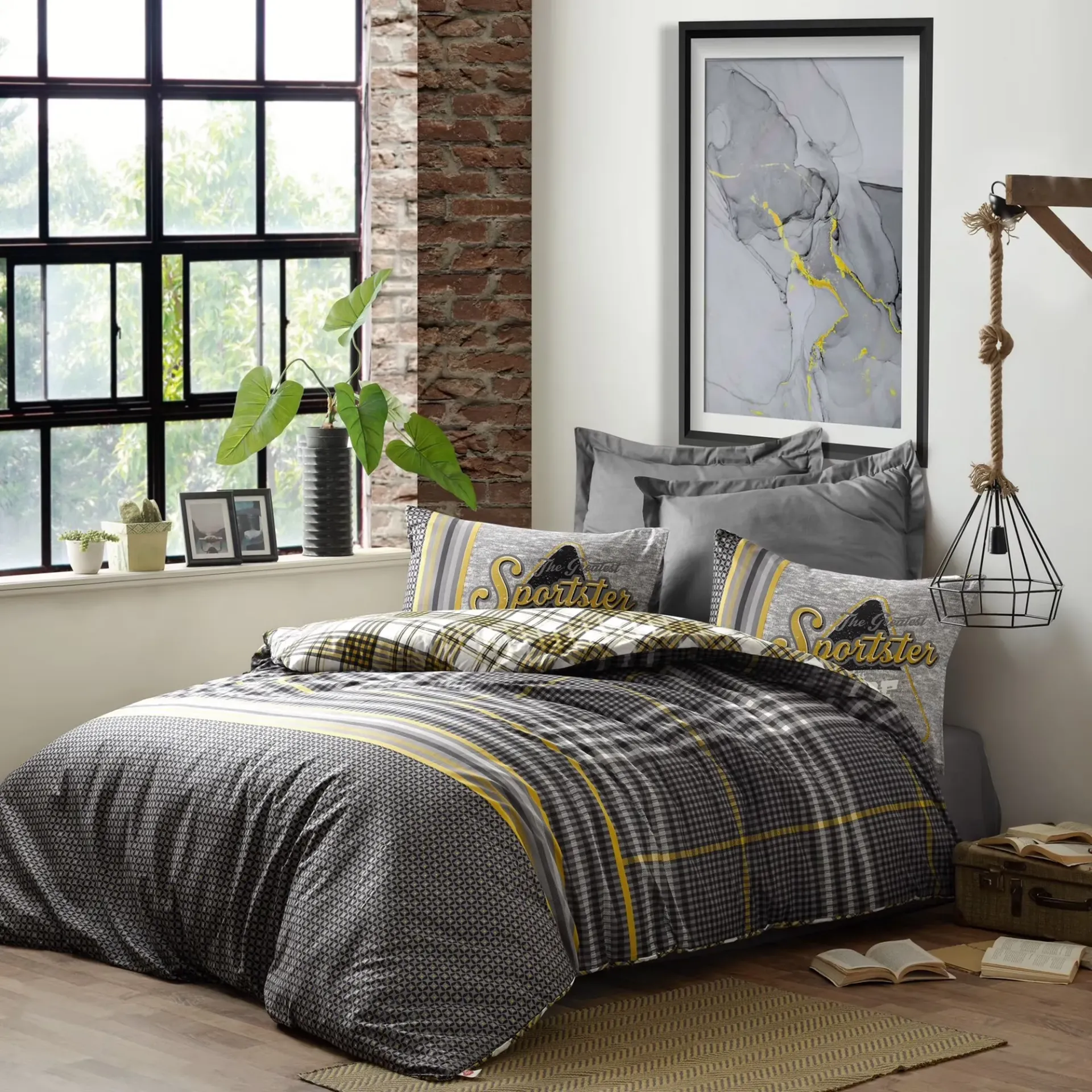 [600018788] Double Sheet Set Masculine Ranforce - Leonardo Grey