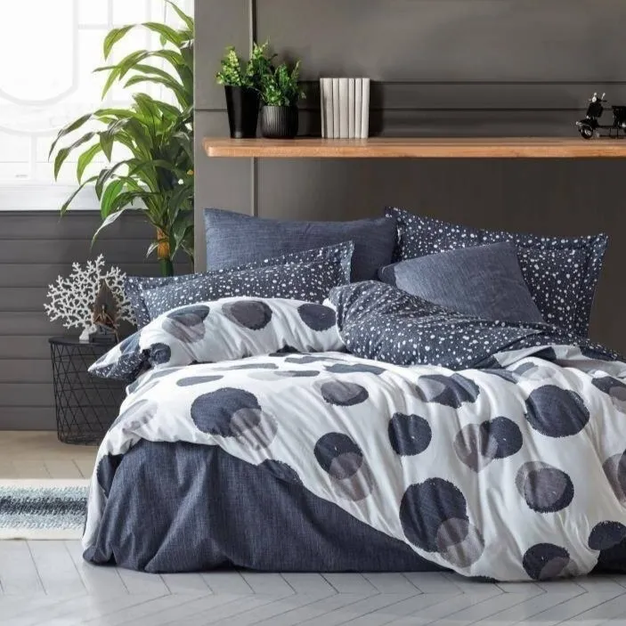Modern Double Duvet Cover Set Orva Indigo