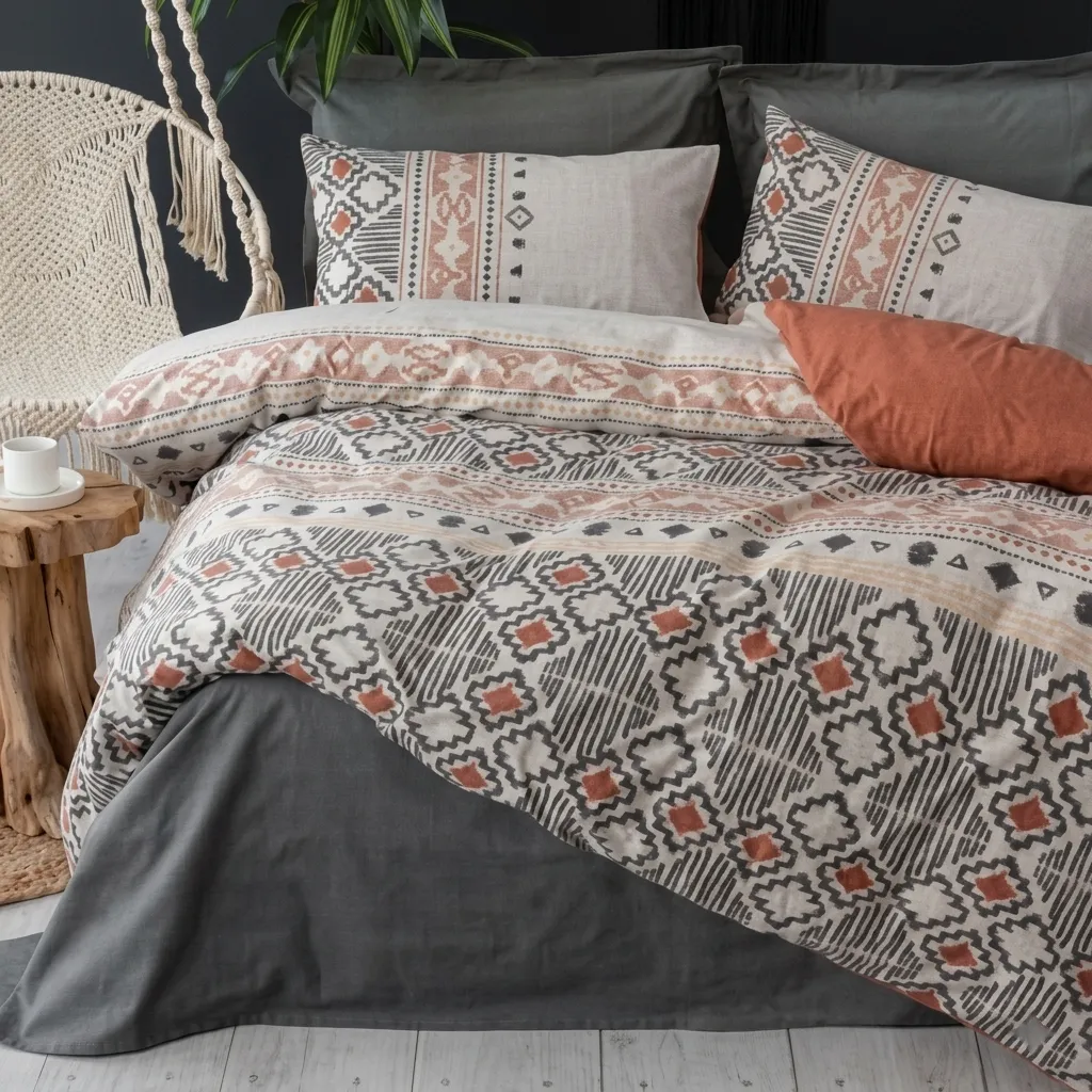 [600018801] Ethnic Duvet Cover Set Double Vita Grey