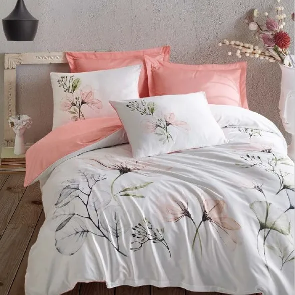 Satin Double Duvet Cover Set Erlina Salmon