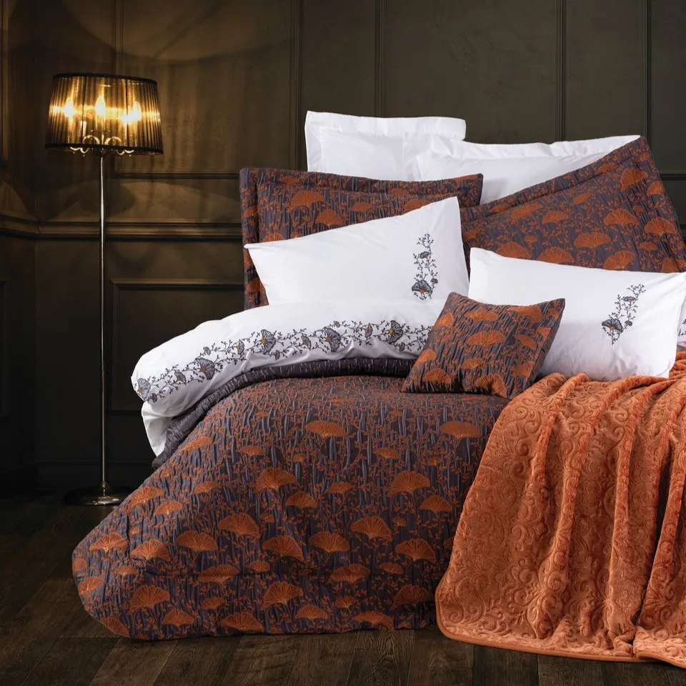 [600018830] Double Bed Set Platinum Wedding Set Delfina Tile Red