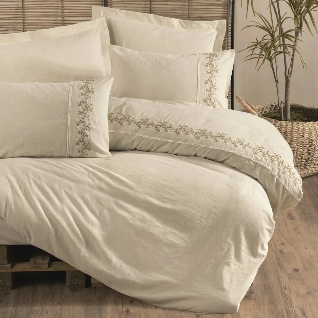 [600018896] Cotton Linen Double Duvet Cover Set Darian