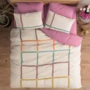 Puff Embroidered Ranforce Double Duvet Cover Set Insula Dried Rose