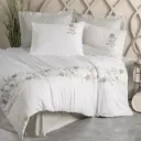 3D Embroidered Double Satin Duvet Cover Set Urian Beige