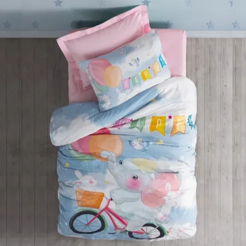 [600018970] Happy Junior Ranforce Single Bed Set Pink