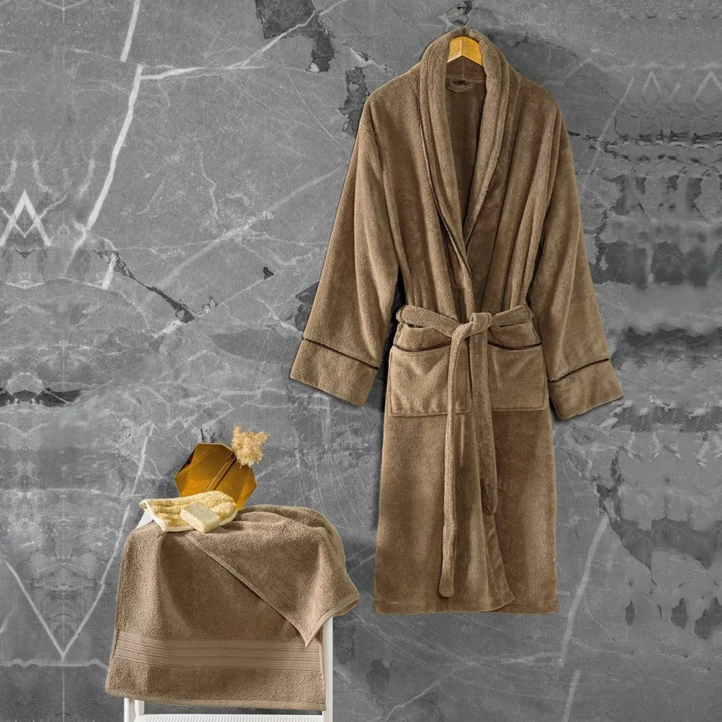 [600018979] Bathrobe Set - Bej-Exclusive-Exclusive Single