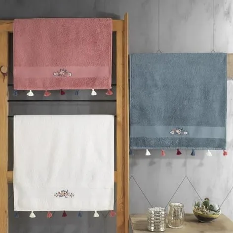 [600018980]  Fit Towel Set 3 Pieces Bouquet Bouquet V-3 (Red-Cream-Blue)