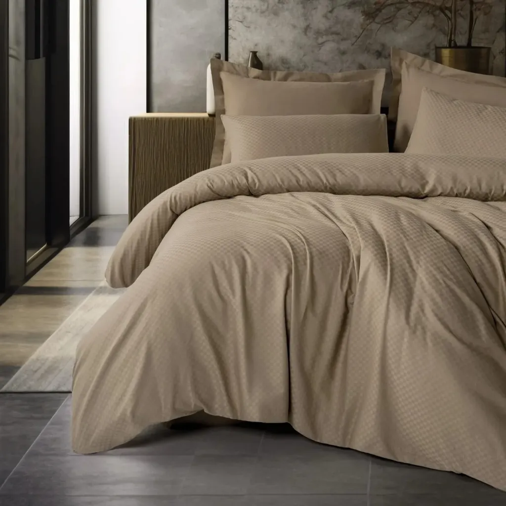 Plaid Ranforce Duvet Set Vizon