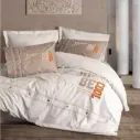 Mood Embroidered Ranforce Double Duvet Cover Set Cool Brown