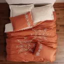 Embroidered Ranforce Double Duvet Cover Set Tiva Beige