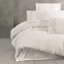 Embroidered Satin Double Duvet Cover Set Genny White