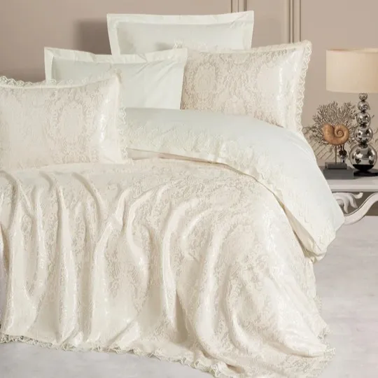 [6000170147] Double Piqué Duvet Cover Set Cream Silva