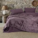 Velvet Double Duvet Cover Set Flossy Plum (Damson)