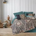 Satin Double Duvet Cover Set Ornate Petrol