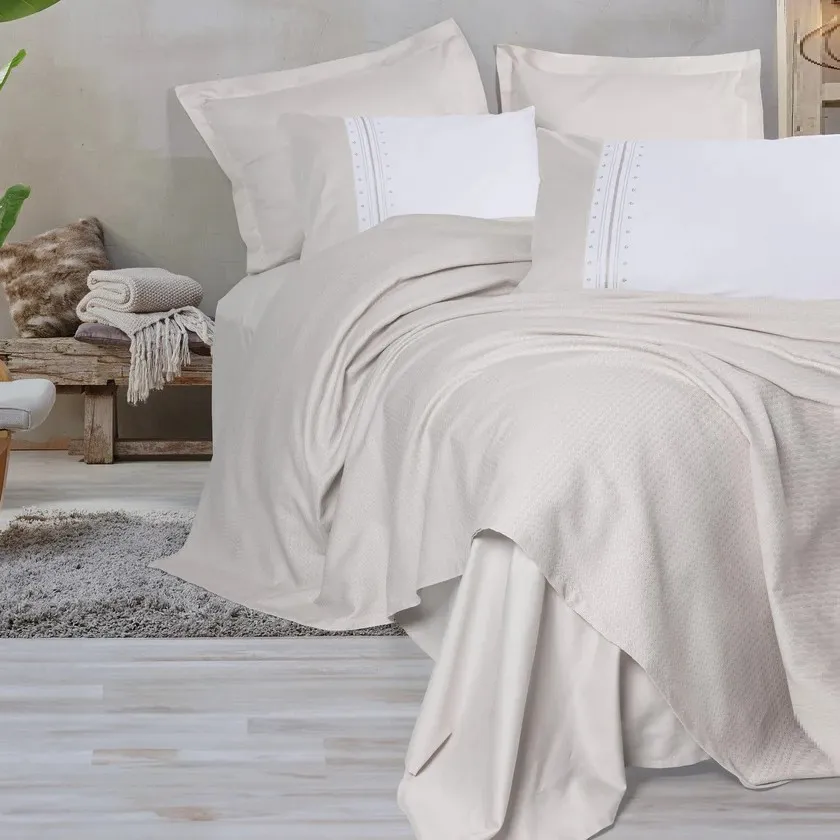 [60001900] Bamboo Double Bedspread Set Chaste Stone