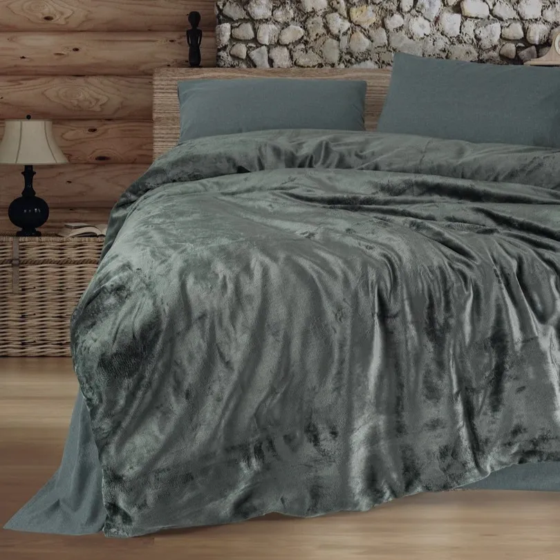 Velvet Double Duvet Cover Set Flossy Gray
