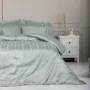 Smart Bamboo Satin Double Duvet Cover Set Stripe Mint