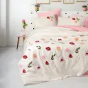 Puff Embroidered Double Duvet Cover Set Blossom Salmon