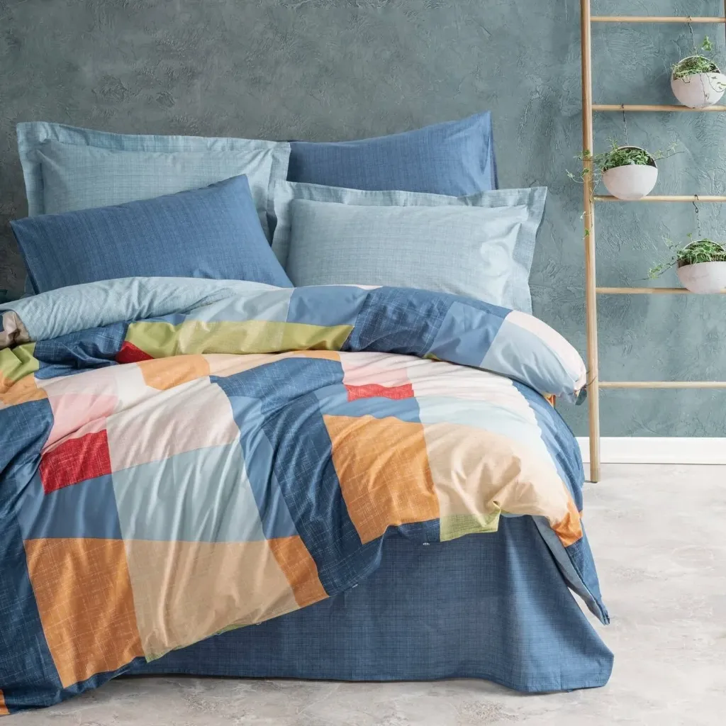 Modern Duvet Cover Set Single Size Cosy Blue 