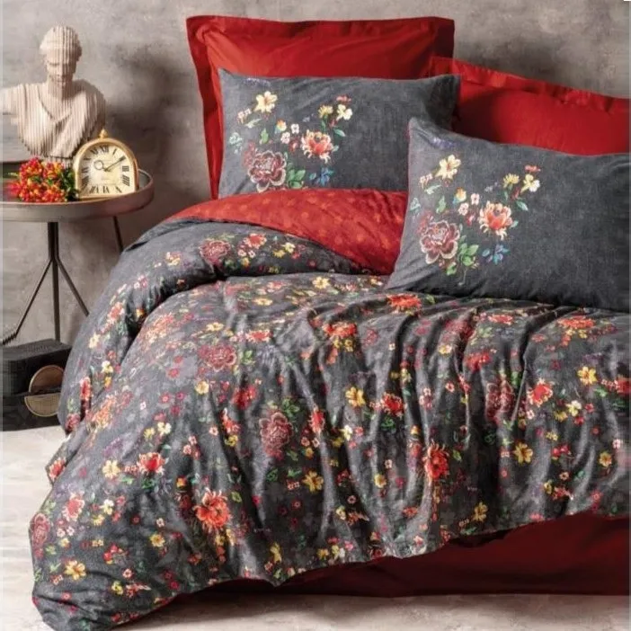 [6000189100] Double Bed Set Feminine Reactive - Double (Sierra - Burgundy)