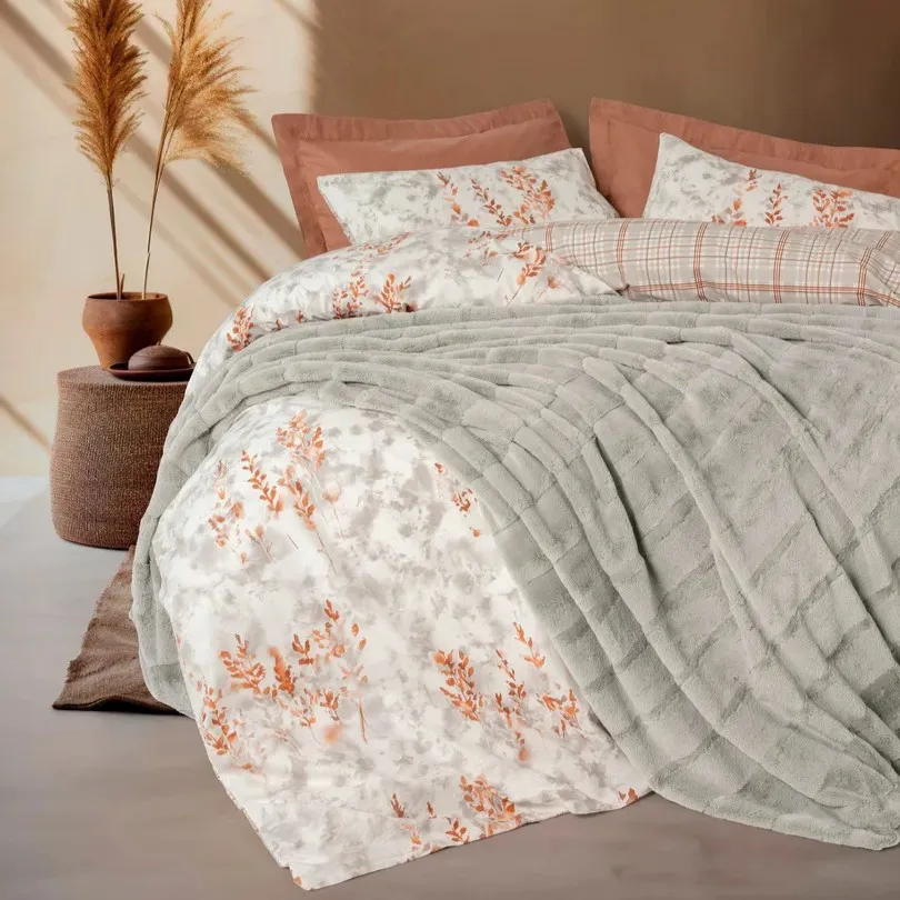 [60001946] Double Bed Set Trim Blanket - Double (Suave - Grey)