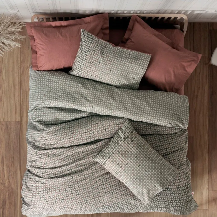Petite Double Duvet Cover Set with Fitted Sheet Mote Tile
