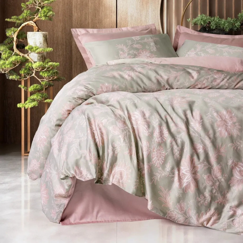 Satin Double Duvet Cover Set Betula Powder